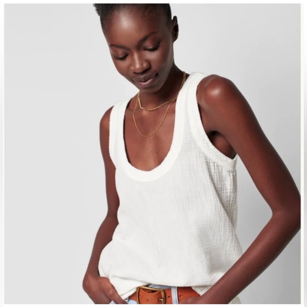 Faherty White Scoop Neck Tank Top